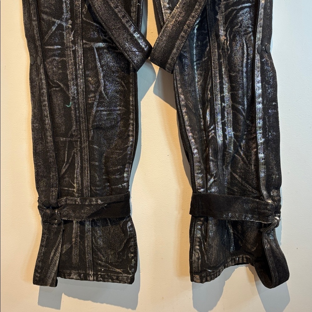 SRRY SORA Mainline Bondage Jeans  Black Silver Coated Denim Luxury Avant Gard 28 - Picture 8 of 14